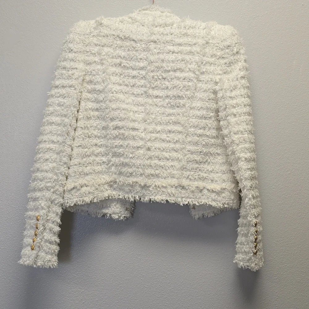 Balmain White Tweed Jacket 38/M - Picture 6 of 8